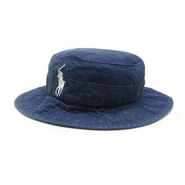 z□ポロラルフローレン/POLO RalphLauren コットンバケットハット□紺