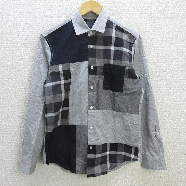 ブラックレーベルクレストブリッジ 長袖シャツ ヨークチェック リネン混 青 L 希少/リネン/L✨ブラックレーベルクレストブリッジ 長袖シャツ