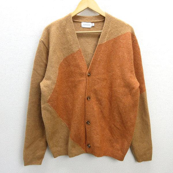 G□トップマン/TOPMAN ニットカーディガン【S】オレンジ/men's/42