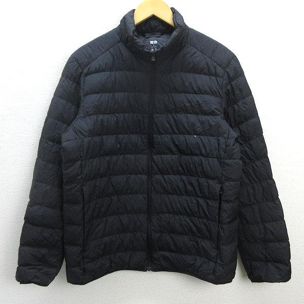 C□ユニクロ/UNIQLO ライトダウンジャケットJKT【L】黒/MENS□60【中古