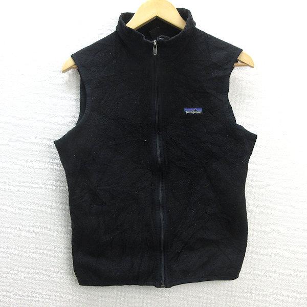Patagonia 黒 ジップアップベスト P□USA製□パタゴニア/PATAGONIA フリース ジップベスト【S】黒/LADIES