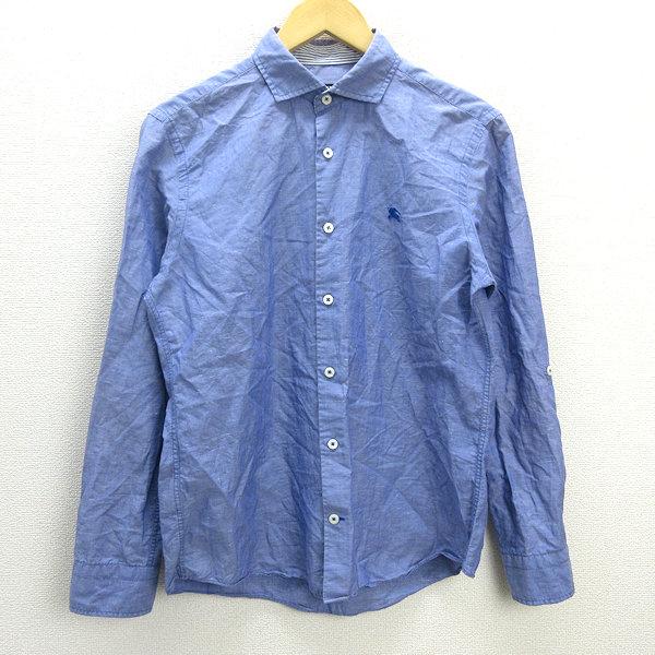 Q□バーバリーブラックレーベル/BURBERRY BLACK LABEL長袖リネンシャツ 