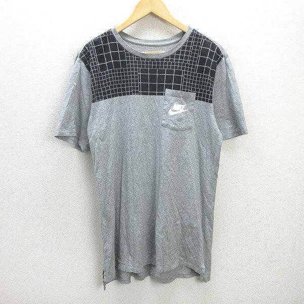 G□ナイキ/NIKE プリントTシャツ/コットン【L】灰/men's/147【中古