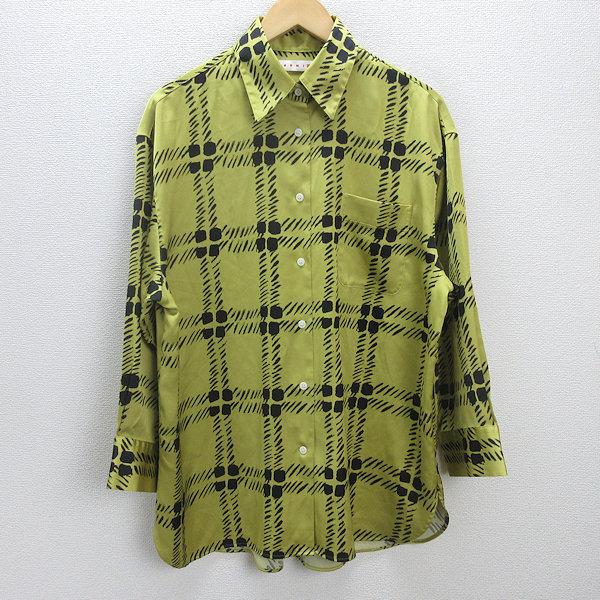 G□ユニクロ/UNIQLO MARNI マルニ 長袖オーバーサイズシャツ【M】黄系