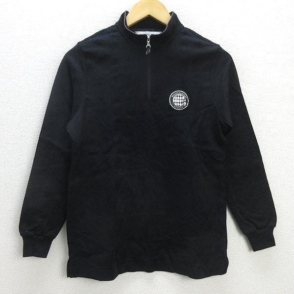 【美品】Munsingwear 長袖モックネック ハーフジップ トレーナー 黒 C□日本製□マンシングウェア/MUNSINGWEAR ハーフジップ モック
