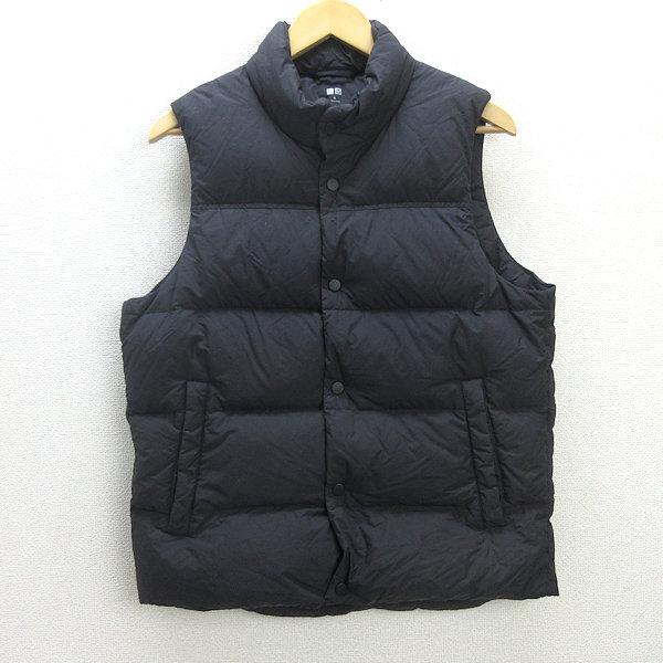 Q□ユニクロ/UNIQLO 艶消し ライトダウンベスト□黒【メンズM Q□ユニクロ/UNIQLO 艶消し ライトダウンベスト□黒【メンズM