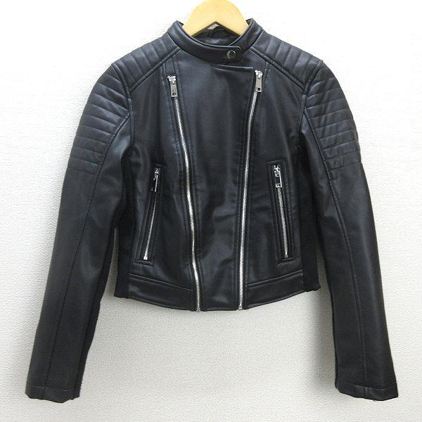 C□ザラ/ZARA ダブルライダース/レザージャケット【XS】黒/MENS□57
