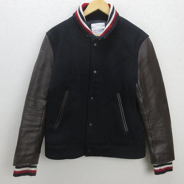 Q□ユナイテッドアローズ/UNITED ARROWS袖革レザー ウールスタジャン
