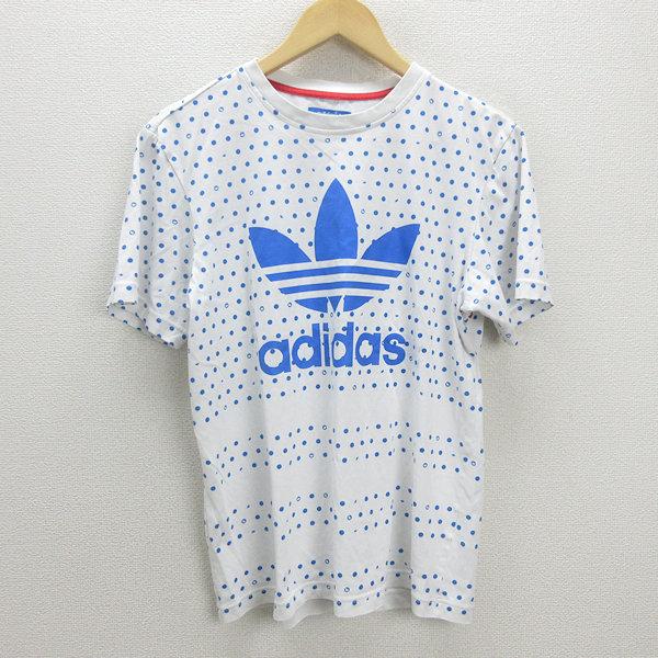 G□アディダス/adidas ストライプス Tシャツ/ドット柄 F81863【L】白青