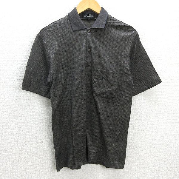 G□ダンヒル/DUNHILL 半袖ポロシャツ/コットン【S】ベージュ黒/men
