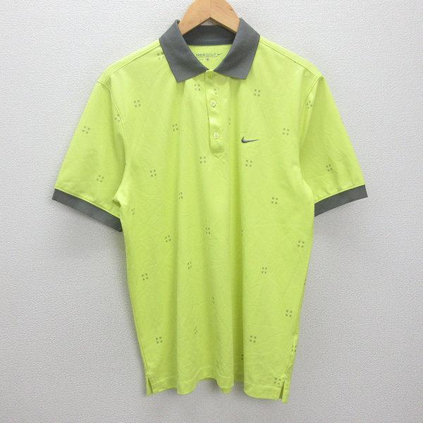 【新品タグ付】2005年製 NIKE GOLF シールドロゴ ポロシャツ L 黄 G□ナイキ/NIKE GOLF 半袖ドライポロシャツ/ゴルフウェア【L】黄/men's
