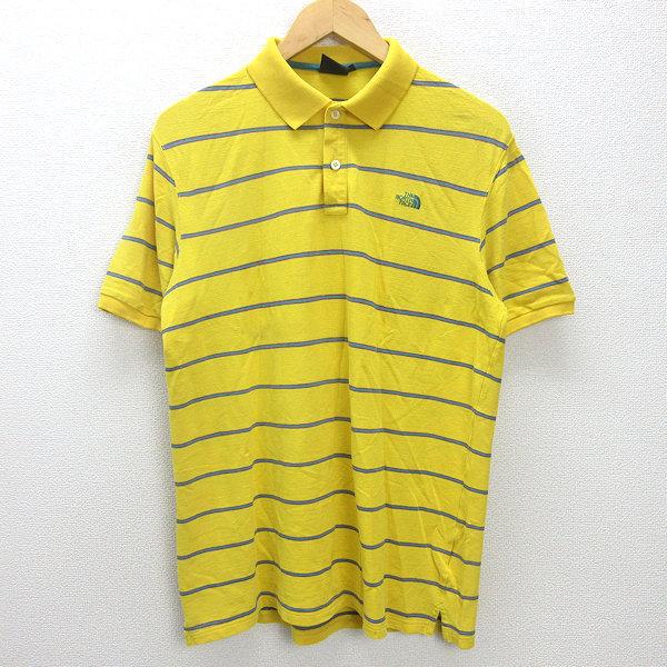 t□ノースフェイス/THE NORTH FACE ボーダー柄 半袖ポロシャツ□黄色