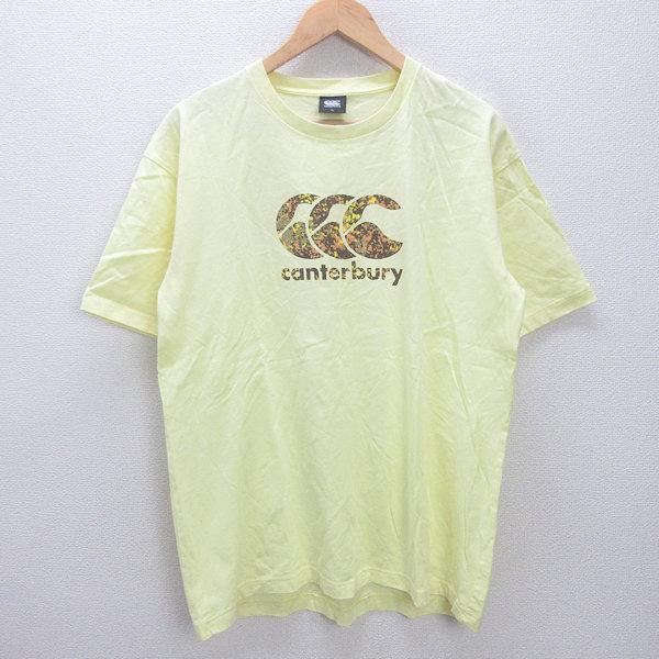 【希少】90sヴィンテージ カンタベリー　メンズカットソーMサイズ g□カンタベリー/CANTERBURY ロゴプリントTシャツ/RA30089【XL】黄