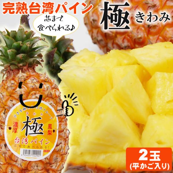 ◆台湾産 極(きわみ)台湾パイン2玉◆平かごにパイナップルをのせてセロファンでお包みいたします。◆芯まで食べられるのが最大の特徴。ひとくち食べれば、あふれる果汁から深い甘みとほどよい酸味を味わうことができます。パイナップル特有のピリッとした...