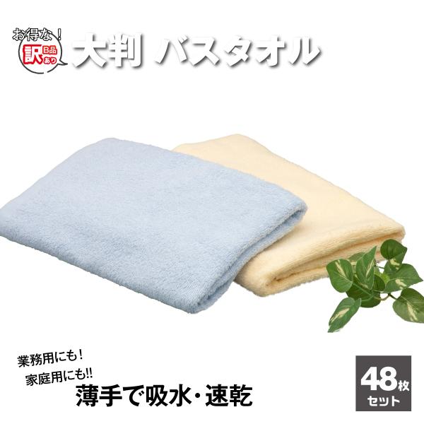 訳あり バスタオル ベージュ ブルー 同色 48枚 セット 130×65cm 速乾
