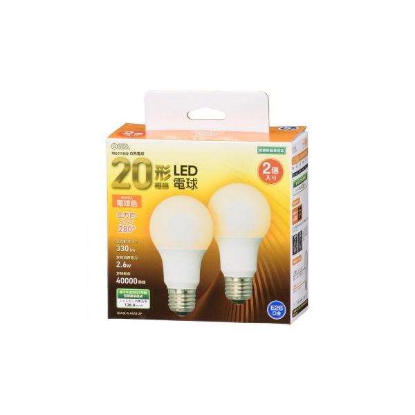 OHM LED�d�� A�` E26 20�`���� �S���� �d���F 2�� LDA3L-G AG52 2P