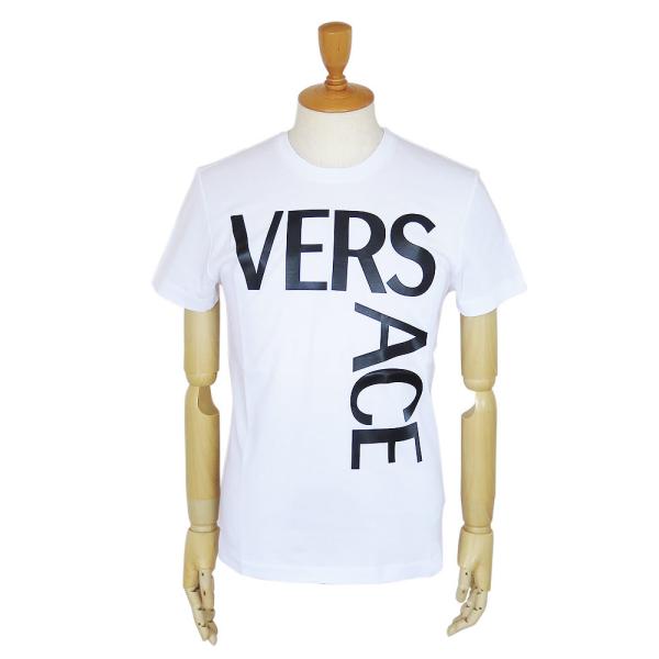 ヴェルサーチ Tシャツ 半袖 1001288 1A00922 1W000 スリムフィット ロゴ コットン ホワイト ヴェルサーチェ VERSACE  T-SHIRT