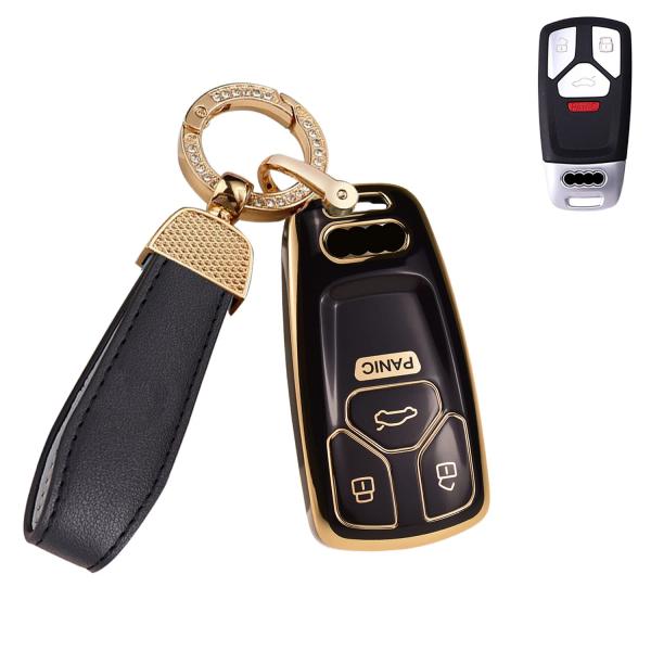 【並行輸入品】SANRILY ゴールデンエッジ スマートキーフォブカバー Audi A4 Q7 Q5 TT A3 A6 SQ5 R8 S5 20