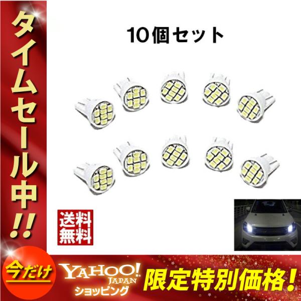 LED ナンバー灯 T10 ウエッジタイプ 10個 1206チップ 8連SMD ルームライト 室内灯 ナンバーライト