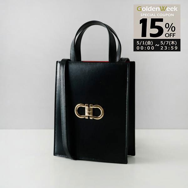 フェラガモ　ハンドバッグ　黒　M048 FERRAGAMO（フェラガモ） 並行輸入 ハンドバッグ ブラック NERO/FLAME