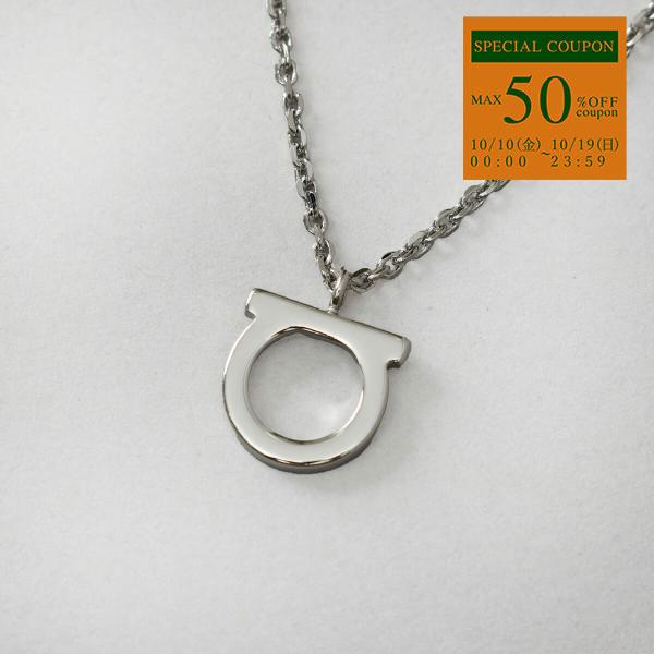 【美品】Ferragamo ロングネックレス ヴァラ シルバー e51538a.jpg