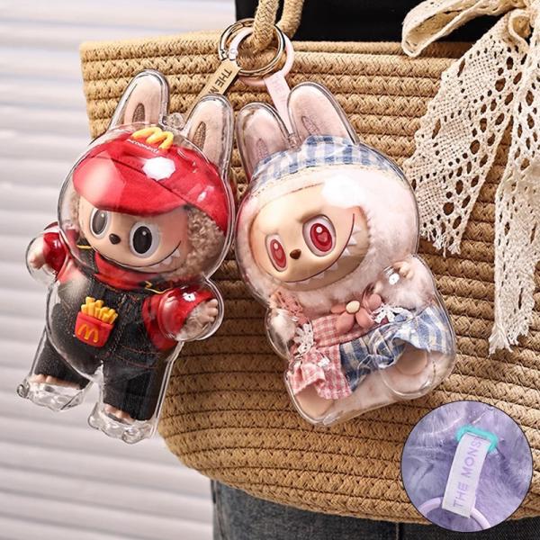 labubu ドールケース 透明 ラブブ 一二三代用 15〜17cmの