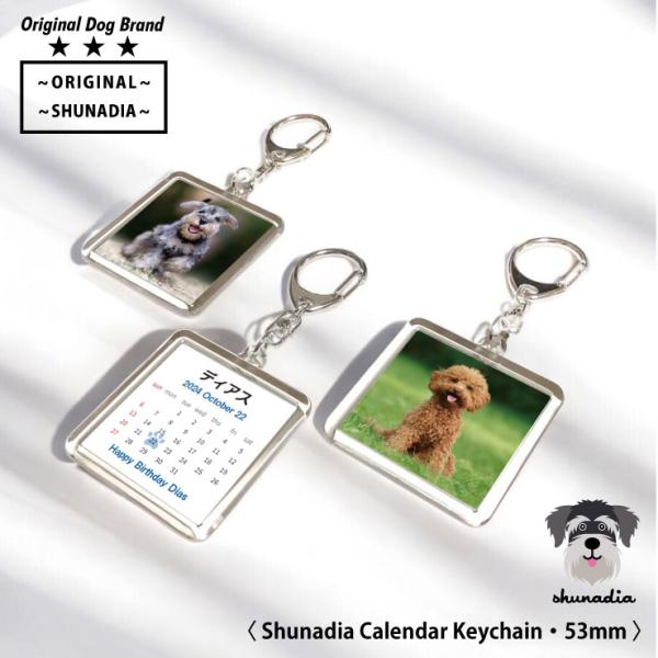 ペット オリジナル アクリルキーホルダー 犬 記念日 誕生日 カレンダー キーホルダー ペット イラスト メモリアル 写真 キーホルダー SHUNADIA シュナディア