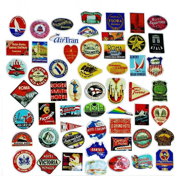 アンティーク　ステッカー等　8個セット ステッカー 55枚 トラベル アンティーク調 ヴィンテージ 防水加工