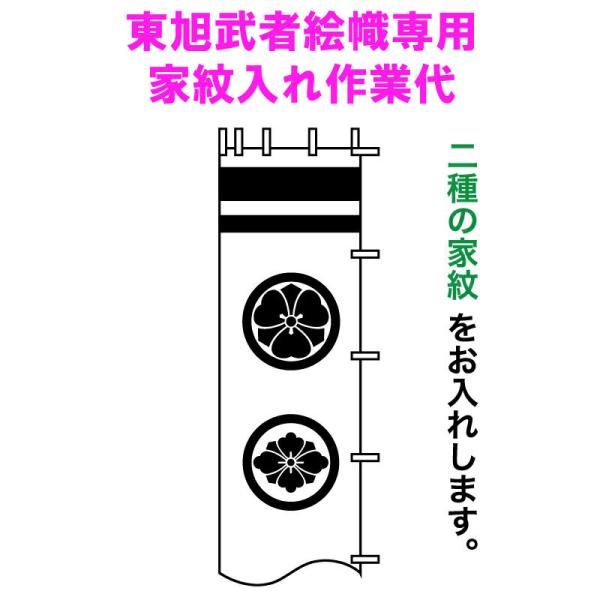 東旭 武者絵のぼり 武者幟 家紋二種(黒) 東旭幟旗専用 家紋入れ