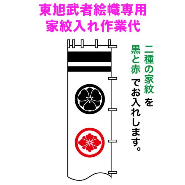 【古布】　武者絵　家紋入り　のぼり　旗　〈昭和レトロ・手書き〉 古布】 武者絵 家紋入り のぼり 旗 〈昭和レトロ・手書き〉 古布