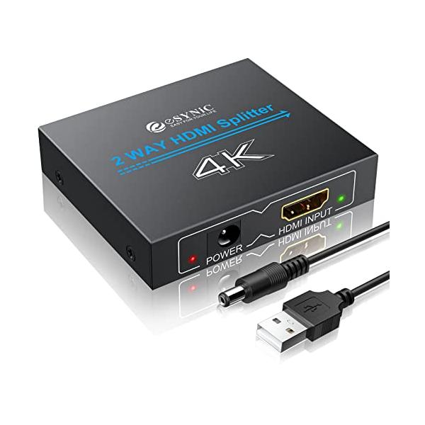 eSynic HDMI 分配器 4K 30Hz スプリッター 1入力2出力 3D対応 PS5 PS4 PS4Pro Slim Xbox BD Play