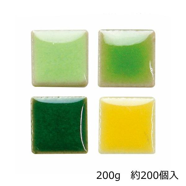 アートモザイコ グリーンミックス 10×10×4mm 約200g 約200個 磁器製