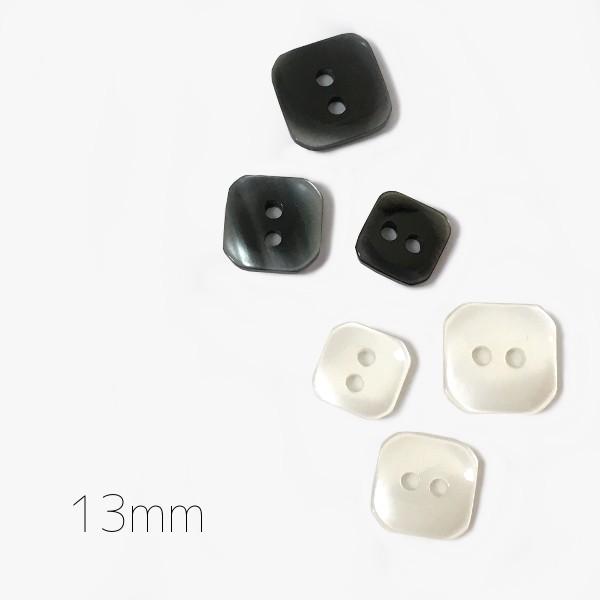 13mm（5個入り）：四角いかたち（スクエア）の表穴シャツボタン：LU 