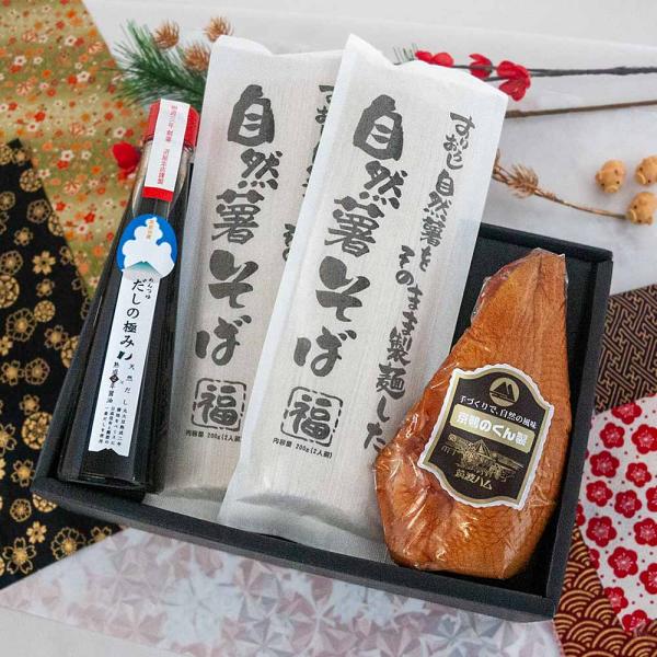 冬のぬくもり鴨そばギフトセット 和風パストラミ 鶏むね肉くん製 自然薯そば DLG金賞銀賞受賞 内祝い 冬ギフト 御祝 御礼 蕎麦 感謝 贈り物 内祝