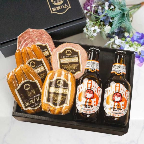 ご当地ソーセージ＆ビールギフトセット -福来みかんの香り- 筑波ハム 常陸野ネストビール 茨城県 特産品 クラフトビール 御礼 内祝 御祝