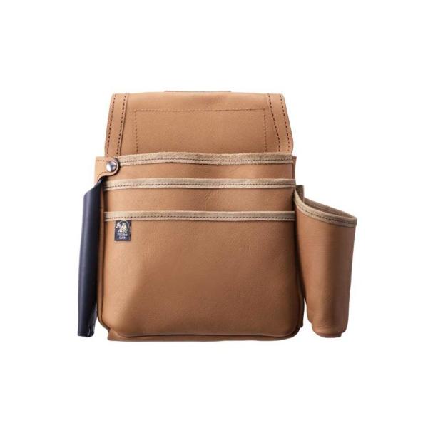 ふくろ倶楽部 SZ-835-3CM 朱雀 剛-GOU 五型三段釘袋 キャメル のみ差し