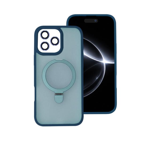 iPhone16ProMax対応ケース カバー カメラレンズフィルム付き スマホケース iphoneケース リング magsafe対応  ブルー