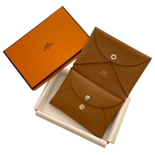 エルメス H085238CK エバーカラー SV金具 ヴェールクリケット B刻印 カルヴィ デュオ ケース カードケース【池袋店】【中古】 HERMES - エルメス H085238CK エバーカラー SV金具 ヴェールクリケット