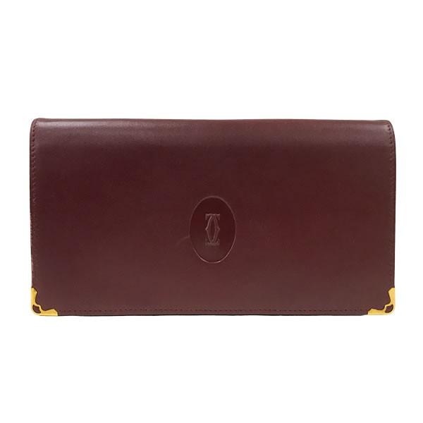 ⭐️未使用品⭐️　カルティエ　マストライン　長財布　がま口　ボルドー　レザー Cartier カルティエ 財布 長財布 がま口 マストライン レザー