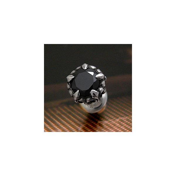 シルバーアクセサリー ピアス メンズ シルバーピアス フレア ブラックジルコニア pi0357 ペア売り