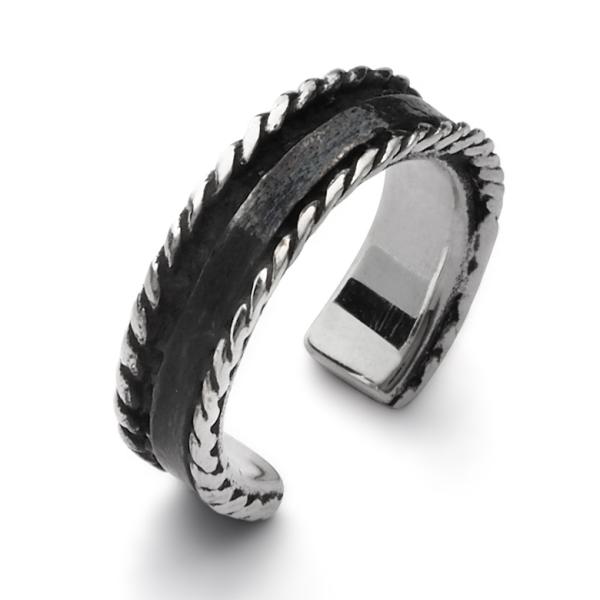 イヤーカフ 黒 シルバー925 メンズ 編み込み アクセサリー pi0559 片耳用売り