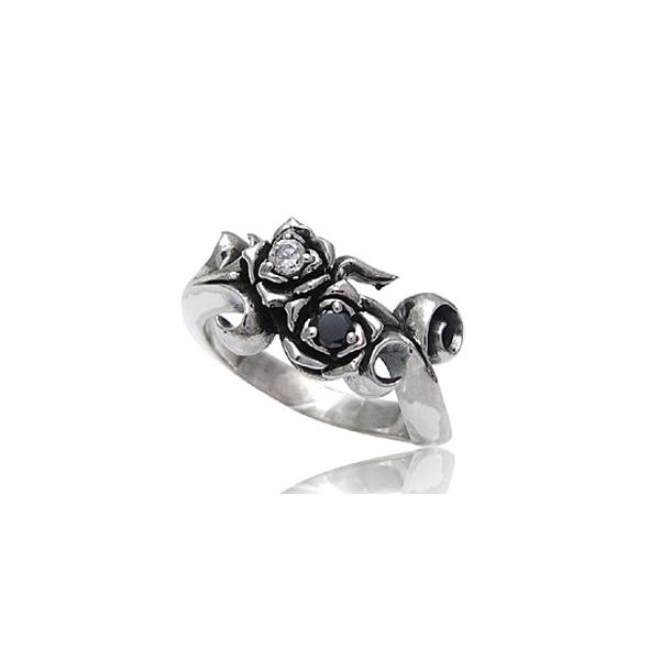 シルバーアクセサリー シルバーリング 指輪 メンズ リング 薔薇 ジルコニア r0515