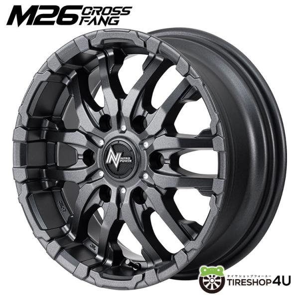 4本購入で送料無料 NITRO POWER M26 CROSS FANG 16x6.5J 6/139.7 +38 バレルブラック/ドリルド 新品ホイール1本価格 【代引き不可】