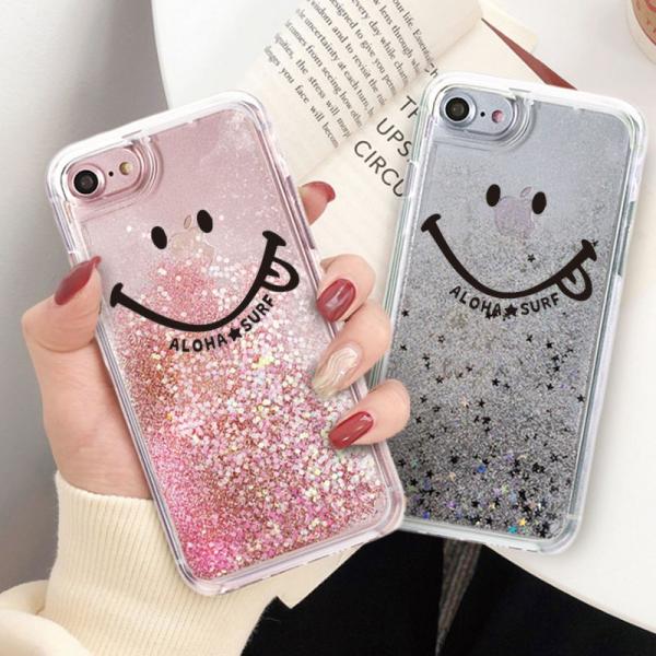 キラキラ 動く グリッター ラメ iPhoneX ケース 流れる iPhone8 ケース ニコちゃん スマイリー スマイル iPhone7 6s ケース iPhone8Plus 7Plus