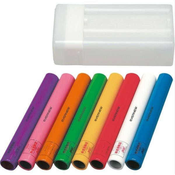 リレーバトン ●素材アルミ●サイズ長さ29.5×径3.9cm ●カラー紫・ピンク・オレンジ・緑・黄・赤・白・青●仕様重量：80g／本●8本組●日本陸上競技連盟検定品●2015総合 ●付属品ケース付 ●生産国日本製