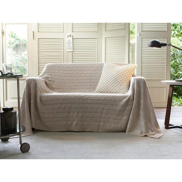 マルチカバーL ケーブルニット 190×240 大判ブランケット 2人用 ソファカバー こたつ上掛け ブランケット Fab the Home