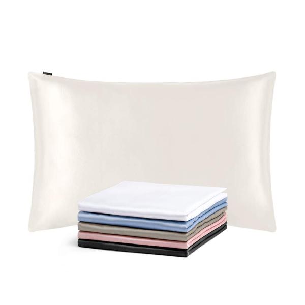 LilySilk(リリーシルク）シルク枕カバー ピローケース 【35x55cm】 アイボリー 【1枚】 25匁/ 額縁無し/天然シルク/美肌/軽量/静