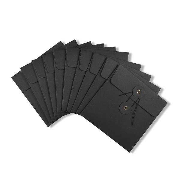 「WYVERN AUDIO」CD クラフト紙製 坪量:250g/m2 紙ジャケット ハトメ紐付き サイズ：13x13cm （10枚セット） ブラック