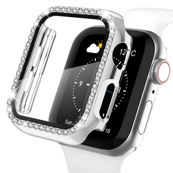 【キラキラカバー】WASPO コンパチブル iWatchケース 40mm 保護フィルム付き クリスタルダイヤ付き アップルウォッチカバー 女性専用 全