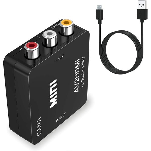 AV to HDMI コンバーター AVケーブル 変換器RCA コンポジット アダプター RAC/AV HDMI変換 CVBS ビデオオーディオ変換ア